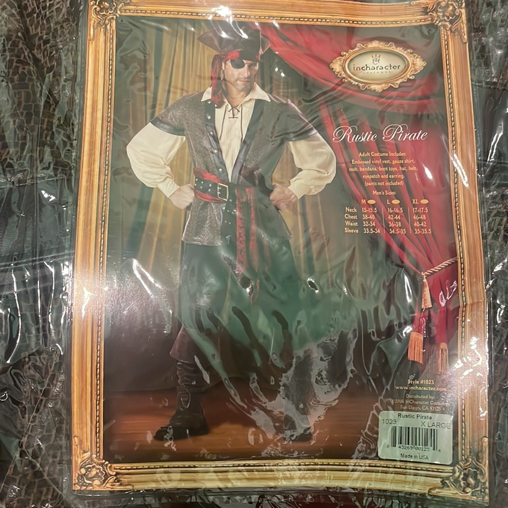 Pirates of the Caribbean Mens costume size XL worn once!